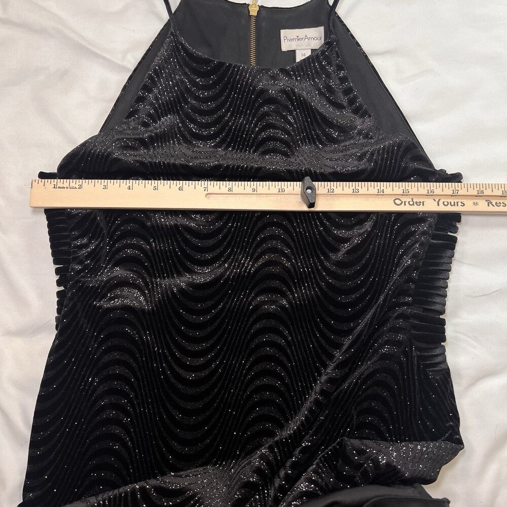Premier Armour Dress Size 14 Black Sparkle Metallic Velour Cocktail Party NYE - Picture 8 of 11